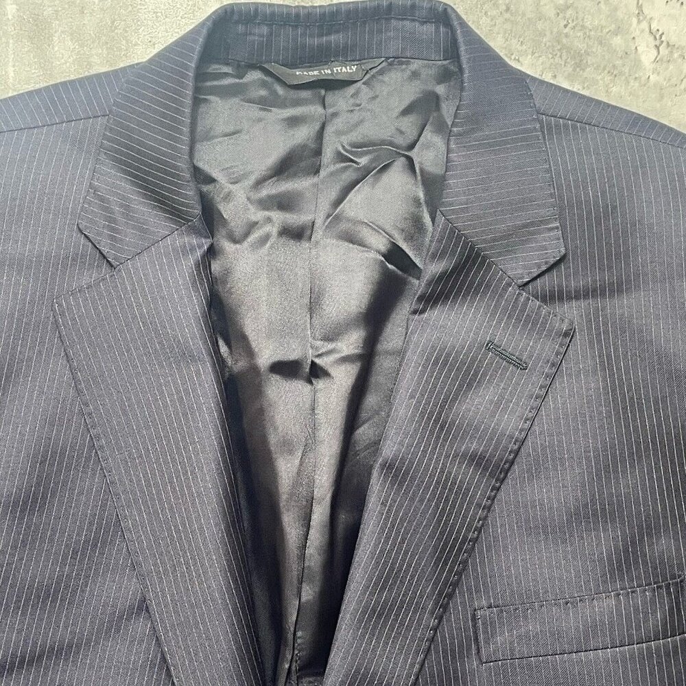 Ermenegildo Zegna Italy Blue Pinstripe Blazer Suit Jacket‎ Coat 100% Wool Sz 46 - Picture 3 of 7
